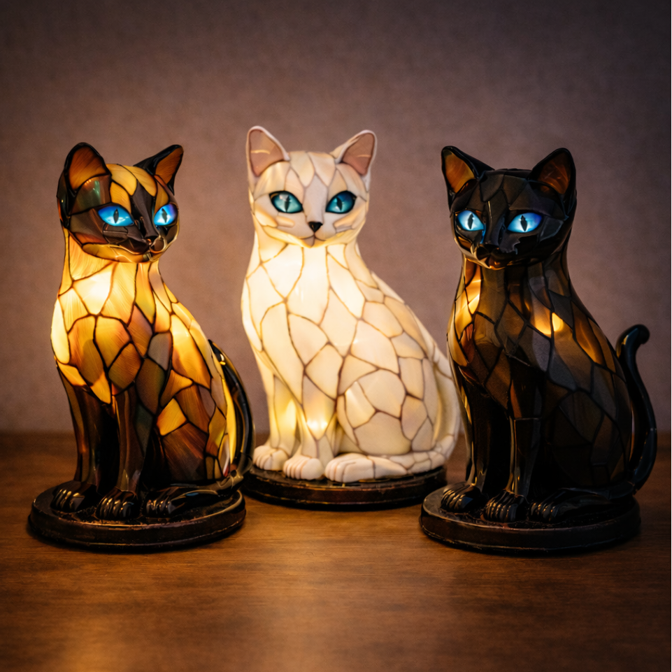 Handmade cat lamp